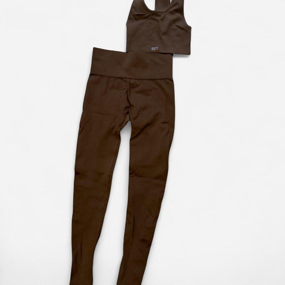 Set Active Brown Legging and crop set.